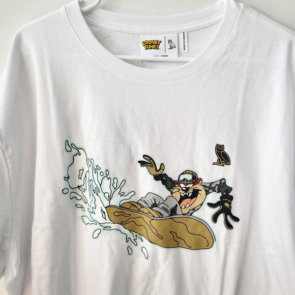 OVO x Loonie Tunes Collab Tasmanian Snowboard White T-shirt Men XXXL - Picture 2 of 5